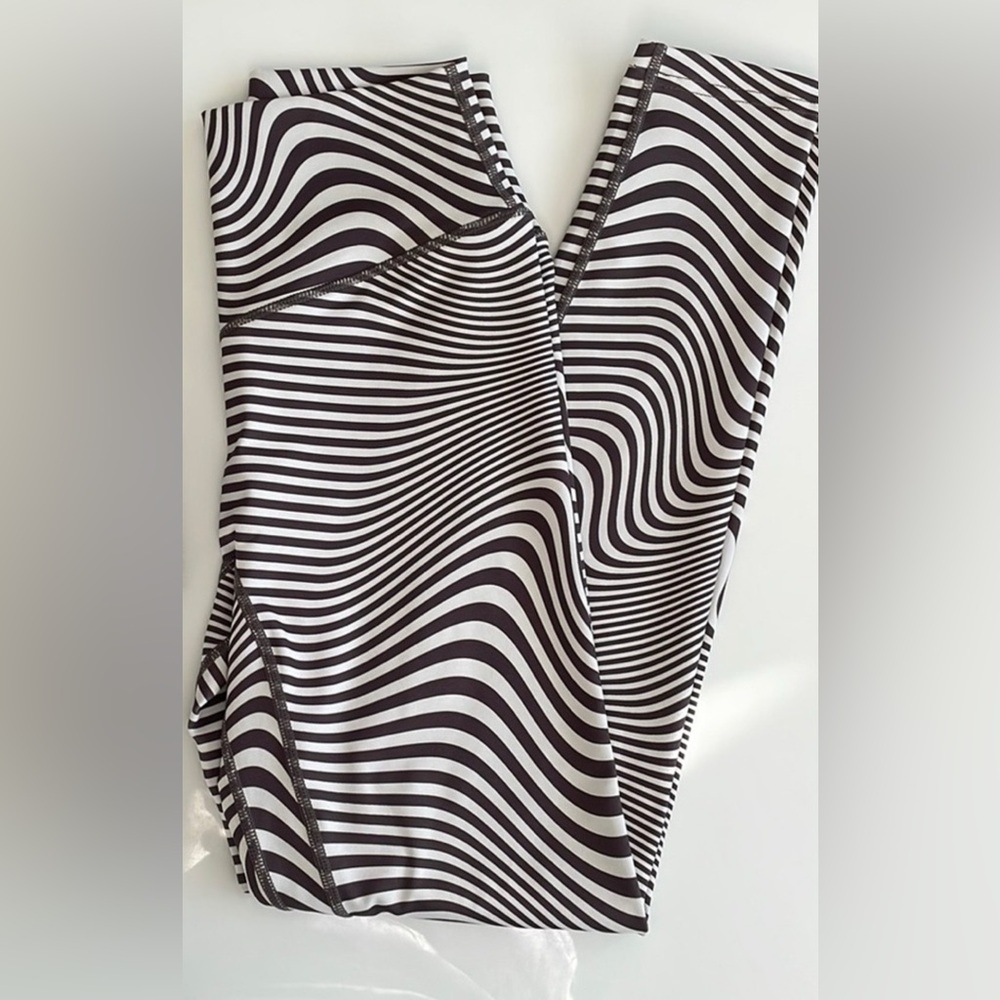 Vitality Black and White Striped Leggings